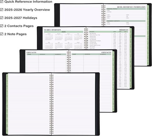 2025-2026 Planner - 11.38'' x 8.74'', Weekly & Monthly Planner Notepad,JUL 2025 - JUN 2026, Appointment Book, 60 Minutes Intervals, Monthly Tabs, Faux Soft Leather, Spiral Bound, Back Pockets - Green in Kuwait