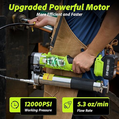 Grease Gun, 2-in-1 Easy-to-Use Battery Grease Gun Kit with 2 * 4000mAh Batteries, Efficient Cordless Grease Gun with 90 Degree Coupler Adapter, Electric Grease Gun with LED Light, Gray in Kuwait