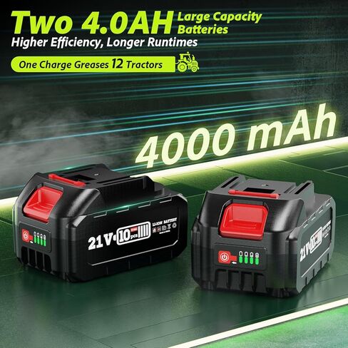 Grease Gun, 2-in-1 Easy-to-Use Battery Grease Gun Kit with 2 * 4000mAh Batteries, Efficient Cordless Grease Gun with 90 Degree Coupler Adapter, Electric Grease Gun with LED Light, Gray in Kuwait