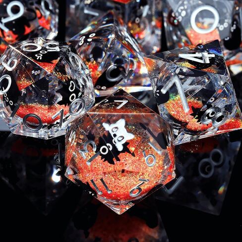 Sharp Edge Black Cat Dice: 7-Piece Polyhedral Set - Cool Cute Cat Style Art (Red and Black) in Kuwait