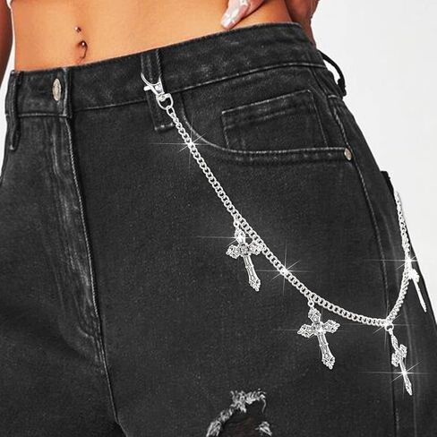Urieo Punk Sun Jeans Bants Chain Moon Pendant Gold Wallet Chains Star Goth Metal Hip Hop Chain for Women in Saudi Arabia