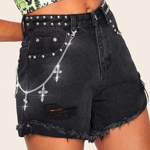 Urieo Punk Sun Jeans Bants Chain Moon Pendant Gold Wallet Chains Star Goth Metal Hip Hop Chain for Women in Saudi Arabia