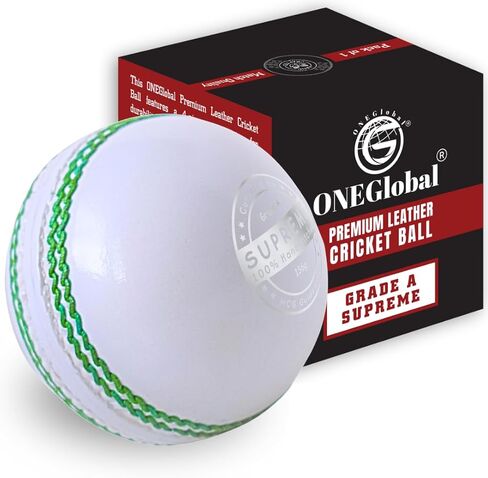 Supreme Leather Cricket Ball | 100% Handstitched, 156g-5.5oz, 4-Piece Premium Leather, Waterproofing | Match Quality Hard Cricket Balls for Matches & Net Practice. in Kuwait
