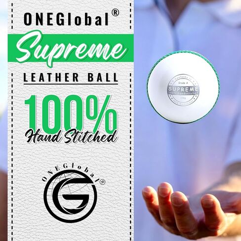 Supreme Leather Cricket Ball | 100% Handstitched, 156g-5.5oz, 4-Piece Premium Leather, Waterproofing | Match Quality Hard Cricket Balls for Matches & Net Practice. in Kuwait