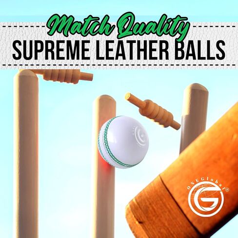 Supreme Leather Cricket Ball | 100% Handstitched, 156g-5.5oz, 4-Piece Premium Leather, Waterproofing | Match Quality Hard Cricket Balls for Matches & Net Practice. in Kuwait