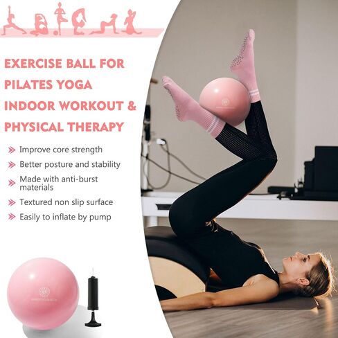 Pilates Ball Resistance Bands Grip Socks Barre Sets, Loop Exercise Bands 5 Levels, Small Yoga Ball 9 Inch, Non Slip Socks Workout Kit at Home in Kuwait