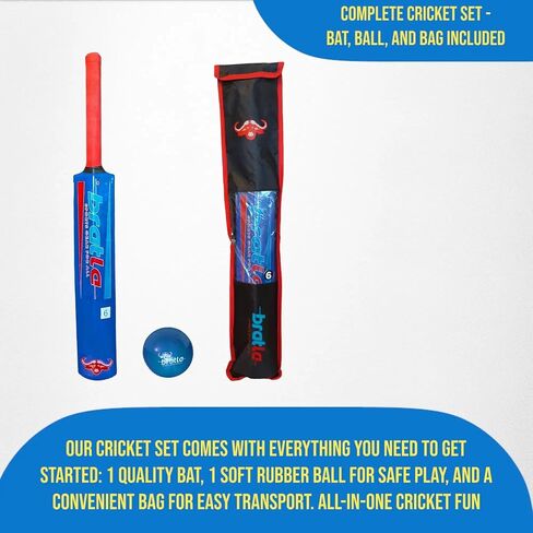 Cricket Plastic Set Kit - Blue Beach & Backyard Cricket Set Includes Bat, Ball & Carry Bag in Saudi Arabia