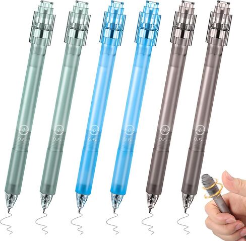 Crtiin 6 Pcs Fidget Spinning Gel Pens Stress Relief 0.5mm Black Ink Fine Point Quick Dry Smooth Writing Ballpoint Anxiety Pen for Journaling Office School Supplies in Kuwait