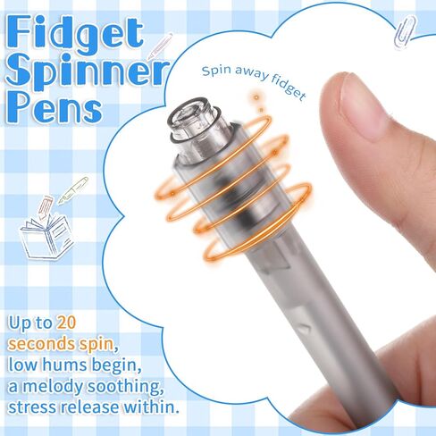 Crtiin 6 Pcs Fidget Spinning Gel Pens Stress Relief 0.5mm Black Ink Fine Point Quick Dry Smooth Writing Ballpoint Anxiety Pen for Journaling Office School Supplies in Kuwait
