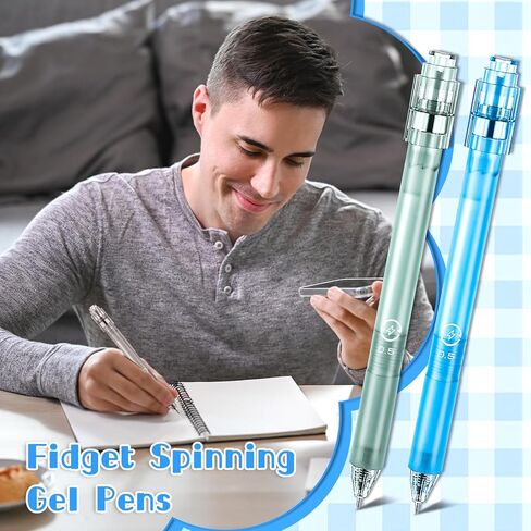 Crtiin 6 Pcs Fidget Spinning Gel Pens Stress Relief 0.5mm Black Ink Fine Point Quick Dry Smooth Writing Ballpoint Anxiety Pen for Journaling Office School Supplies in Kuwait