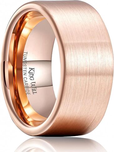 سيل King Basic Gold/Rose Gold/Brown Plated Tungsten Band for Men/Women ، 2mm/4mm/6mm/8mm/10mm/12mm Width Band Rings ، Pipe Cut Matte Finish Band Band Band Fit Fit Fit in Saudi Arabia