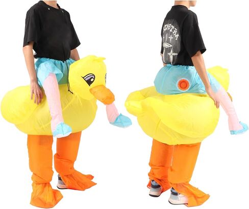 flexman Inflatable Yellow Duck Costume, Breathable Innovative Cartoon Ride On Duck Costume for Outdoors, Corporate Celebrations, Annual Meetings in Saudi Arabia