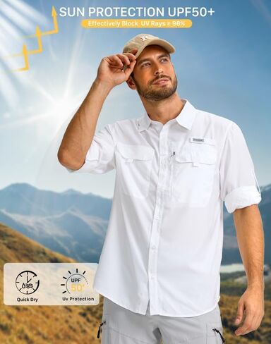 G Gradual Men's Sun Protection Fishing Shirt with Zipper Pockets Long Sleeve UPF 50+ UV Cooling Shirts for Men Hiking Travel(Navy,3XL) in Saudi Arabia