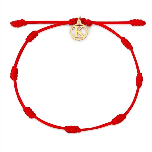 Red String Bracelet with Initial Letter and 7 Protective Knots – Adjustable Kabbalah Bracelet for Women & Men in Saudi Arabia
