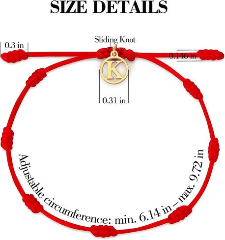 Red String Bracelet with Initial Letter and 7 Protective Knots – Adjustable Kabbalah Bracelet for Women & Men in Saudi Arabia