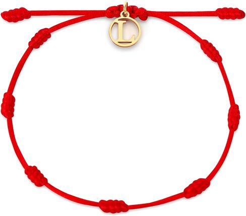 Red String Bracelet with Initial Letter and 7 Protective Knots – Adjustable Kabbalah Bracelet for Women & Men in Saudi Arabia