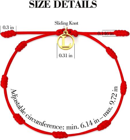 Red String Bracelet with Initial Letter and 7 Protective Knots – Adjustable Kabbalah Bracelet for Women & Men in Saudi Arabia