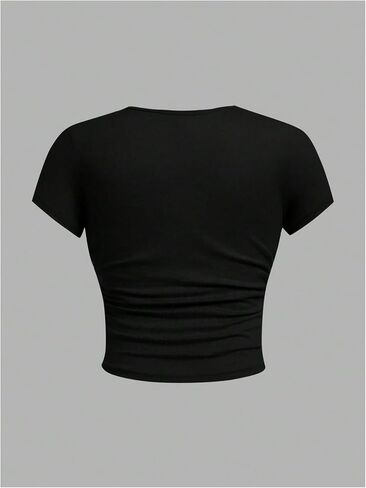 SOLY HUX Girl's Basic T-Shirts Set Crew Neck Short Sleeve Crop Top 3 Packs Summer Fitted Tees in Kuwait