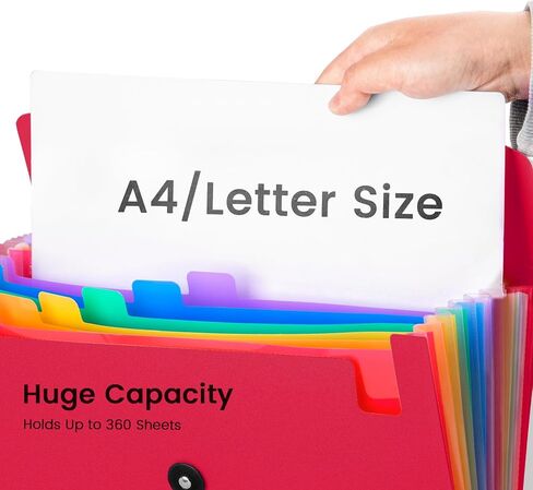 3 Pack 7 Pocket Accordian File ، مجلد الملفات المتوسع مع الملصقات ، مجلد ملفات قابلة للتوسيع من البلاستيك لأوراق الحروف A4 in Kuwait