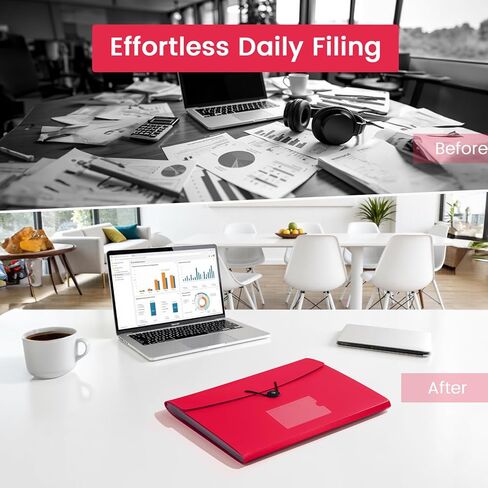 3 Pack 7 Pocket Accordian File ، مجلد الملفات المتوسع مع الملصقات ، مجلد ملفات قابلة للتوسيع من البلاستيك لأوراق الحروف A4 in Kuwait