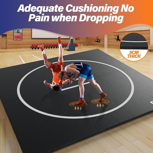 10' x 10' Wrestling Mat for Home Black Jiu Jitsu Wrestling Mats Durable Judo Mats for BJJ MMA Training Roll-Up Design Wrestling Mat for Grappling Martial Art Boxing Judo in Saudi Arabia
