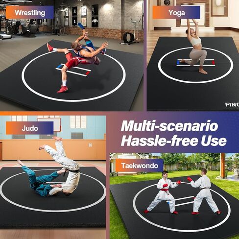 10' x 10' Wrestling Mat for Home Black Jiu Jitsu Wrestling Mats Durable Judo Mats for BJJ MMA Training Roll-Up Design Wrestling Mat for Grappling Martial Art Boxing Judo in Saudi Arabia