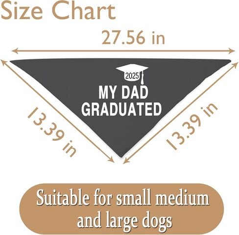 JXGZSO 1 قطعة التخرج Dog Bandana - أمي/أبي تخرج 2024 - Dog Bandana - Black - 34cm in Saudi Arabia