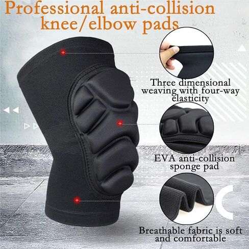 Tactical crawling creeping set skateboarding roller skating kneeling crawling sponge impact resistant wear and tear anti-slip protection thick pads foam pads, work knee pads, Muay Thai fighting volleyball soccer wrestling gardening black knee pads (Black, in Kuwait
