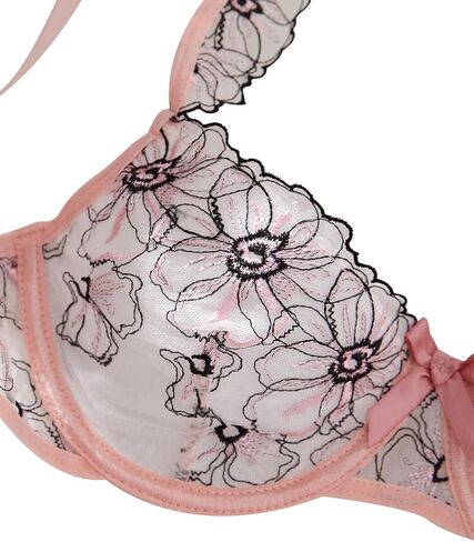 Lilosy Women Sexy Floral Asserized Mesh Leather Underwire Set Up Lingerie Set in Saudi Arabia