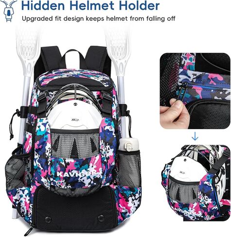 Lacrosse Bag for Kids and Youth, Lacrosse Backpack with Helmet Holder and Shoes Compartment, Waterproof Field Hockey Gears Bag for Boys & Girls in Kuwait