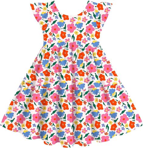 Arshiner Toddler Dress Girls Backless Tiered Summer Dresses Cute Swing Beach Sundress with Pockets for 2-8Y in Saudi Arabia