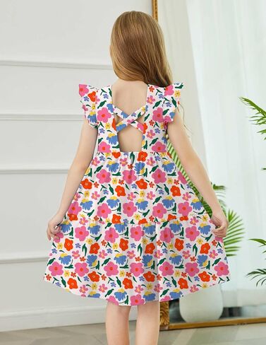 Arshiner Toddler Dress Girls Backless Tiered Summer Dresses Cute Swing Beach Sundress with Pockets for 2-8Y in Saudi Arabia