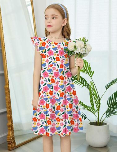 Arshiner Toddler Dress Girls Backless Tiered Summer Dresses Cute Swing Beach Sundress with Pockets for 2-8Y in Saudi Arabia
