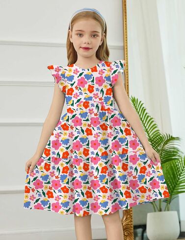 Arshiner Toddler Dress Girls Backless Tiered Summer Dresses Cute Swing Beach Sundress with Pockets for 2-8Y in Saudi Arabia