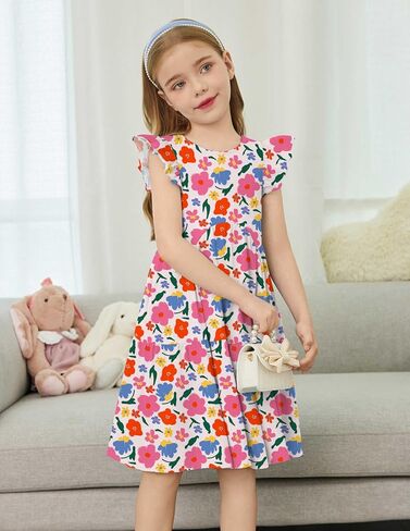 Arshiner Toddler Dress Girls Backless Tiered Summer Dresses Cute Swing Beach Sundress with Pockets for 2-8Y in Saudi Arabia