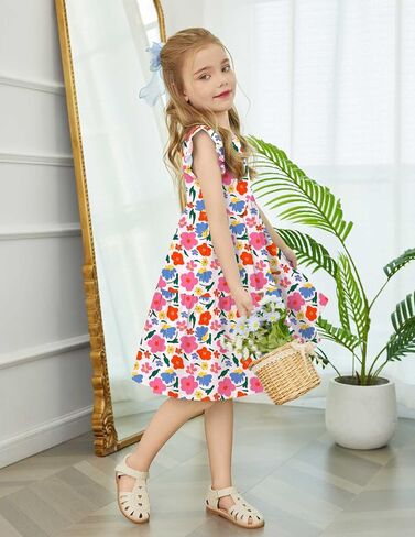 Arshiner Toddler Dress Girls Backless Tiered Summer Dresses Cute Swing Beach Sundress with Pockets for 2-8Y in Saudi Arabia