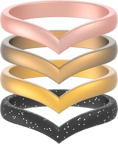 ThunderFit Thin Heart Shaped Silicone Wedding Rings for Women, Stackable Rubber Engagement Bands 2.7mm Wide 2mm Thick - 1/4/8 Variety Multipack in Saudi Arabia
