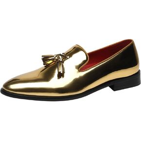 ELANROMAN Men's Patent Leather Loafers Wedding Party Prom Shoes in Kuwait