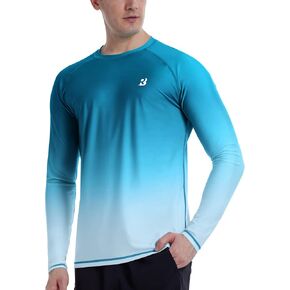 Roadbox Men's UPF 50+ Swim Shirts, Long Sleeve UV Sun Protection Rash Guard, Quick Dry SPF T-Shirt for Beach Surfing Fishing in Saudi Arabia
