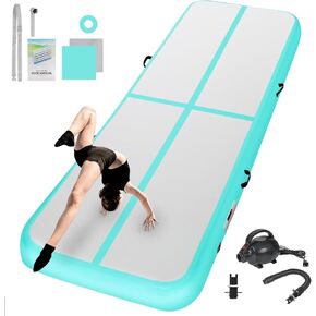 Inflatable Gymnastics Mat 10ft/13ft/16ft/20ft/ Air Tumbling Track Mats 4/8 inches Thick for Home Use/Training/Cheerleading/Yoga/Water with Pump in Saudi Arabia