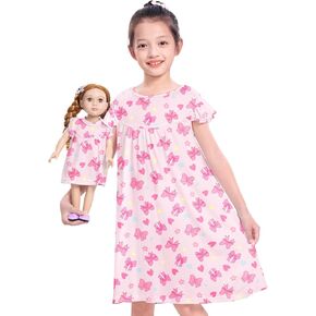 ICOSY Matching Doll & Girls Nightgowns Clothes Girls Pajamas Sleepwear Outfit for Kids and American 18" Girl Doll in Saudi Arabia