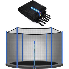 Trampoline Net Replacement 10FT 12FT 14FT 15FT 16FT Netting Replacement for Round Frame Trampolines Enclosure Net 6 Poles 8 Straight Poles Sleeve Zipper Protection Buckles in Kuwait