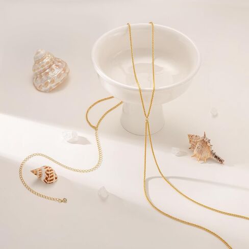 MOODEAR 2PCS Waist Chain for Women - Waterproof 14K Gold Plated Layered Belly Beads Chains with Drop Cubic Zirconia Body Chain Jewelry Sexy Bikini Belt Gift for Summer Beach in Kuwait