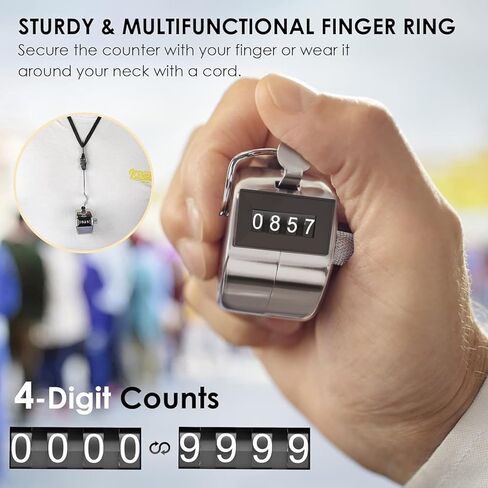 KTRIO Metal Handheld Tally Counter, 4-Digit Number Clicker Counter, Hand Mechanical Pitch Counters for Coaching, Knitting, People, Lap, Fishing, Golf and Row in Kuwait