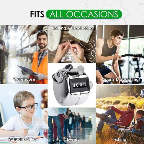 KTRIO Metal Handheld Tally Counter, 4-Digit Number Clicker Counter, Hand Mechanical Pitch Counters for Coaching, Knitting, People, Lap, Fishing, Golf and Row in Kuwait