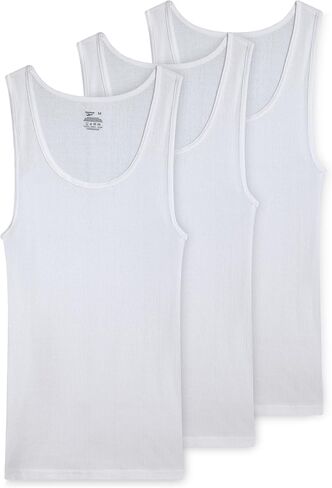 Reebok Mens Tank Top Undershirt - 3 Pack/5 Pack Breathable Cotton Mens Undershirts - Tagless Sleeveless Shirts for Men (S-XL), Size Large, White in Saudi Arabia