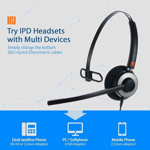 سماعة الهاتف IPD IPH-255 مع ميكروفون إلغاء الضوضاء للمكتب ومركز الاتصال مع Avaya 1608 1616 9601 9608 9611 9611G 9620 9621 9630 9631 9640 9641 9650 9670 J139 J159 J169 J179 in Kuwait