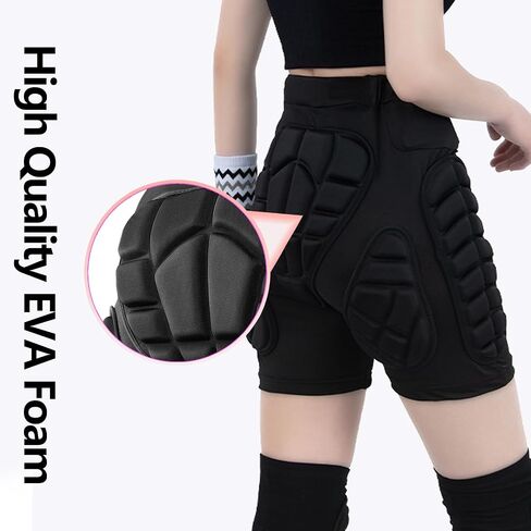 3D Protection Hip Butt EVA Paded Impact Shorts Women or Men Protective Gear Guard,Impact Pad Crash Pad Pants for Roller, Inline, Ice Skating, Snowboarding, and Skiing Black (L) in Saudi Arabia