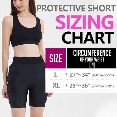 3D Protection Hip Butt EVA Paded Impact Shorts Women or Men Protective Gear Guard,Impact Pad Crash Pad Pants for Roller, Inline, Ice Skating, Snowboarding, and Skiing Black (L) in Saudi Arabia
