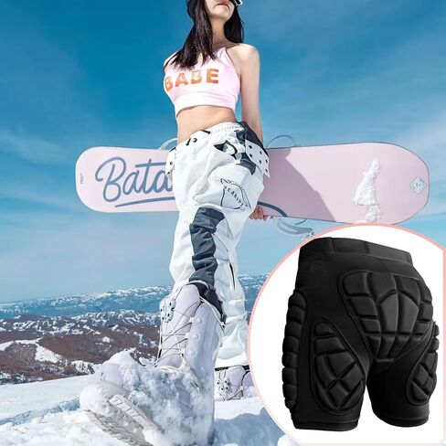 3D Protection Hip Butt EVA Paded Impact Shorts Women or Men Protective Gear Guard,Impact Pad Crash Pad Pants for Roller, Inline, Ice Skating, Snowboarding, and Skiing Black (L) in Saudi Arabia